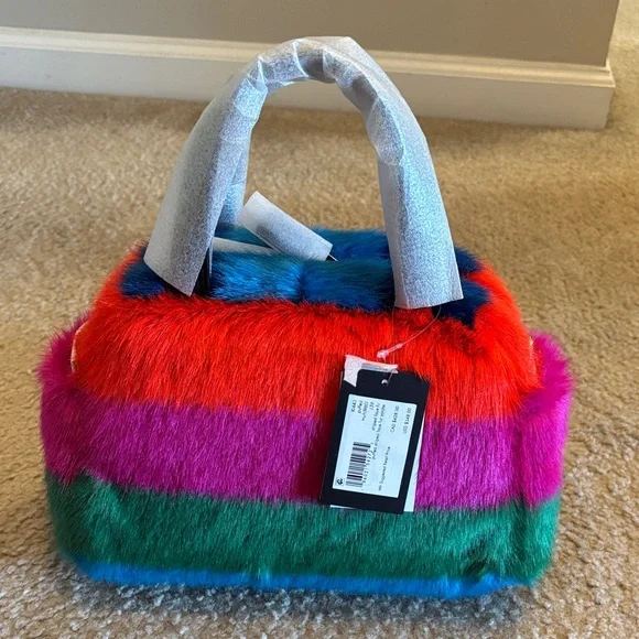 Kate Spade Puffed Striped Faux Fur Satchel - Picture 5 of 5
